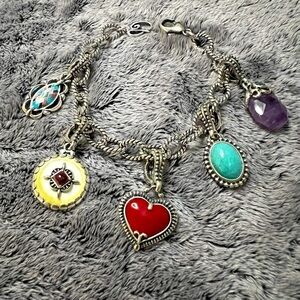 Carolyn Pollack Relios Sterling Silver Bejeweled 5 Charm Bracelet
